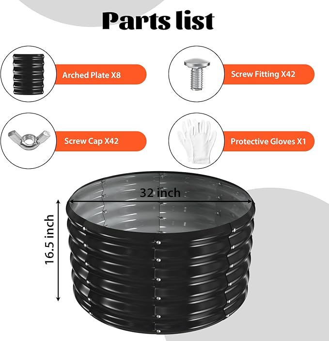 YSEJOMP 32 Inch Round Galvanized Fire Pit Ring/Fire Ring - Foldable and Perfect for Outdoor Gatherings and Campfires in The Yard/Garden/Park/Beach (Black+Gray, 2.7 FT Diameter+1.5 FT Tall)