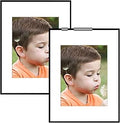 Frametory, 12x16 Black Aluminum Picture Frame - Set of 2 - Ideal for Displaying 8.5x11 Photos with Mat or 12x16 Without Mat - Real Glass Front - Simple Gallery Wall Frames for Art Prints and Posters