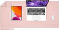 Wolaile PU Leather Desk Pad Blotter,Light Pink Waterproof Office Desktop Mat for Women,36x17in Non-Slip Large Mouse Pad Writing Protector