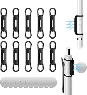 10 Pack Magnetic Pen Holder for Refrigerator, Adjustable Pen Pencil Holders, Silicone Flexibl Pencil Holder for Whiteboards, Desk, Clipboard(Black)