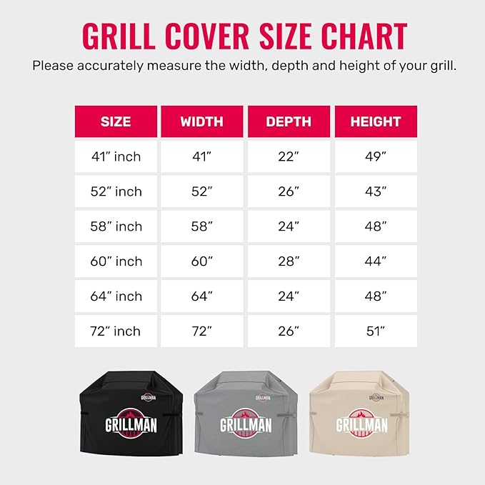 Grillman Heavy Duty BBQ Grill Cover for Outdoor Grill, 72 Inch – Waterproof, Weather Resistant, UV & Fade Resistant with Adjustable Straps – Gas Grill Cover for Weber, Genesis, Charbroil, etc. Black