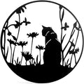 SwallowLiving Metal Black Cat Silhouette Decor 13.4”x13.4” Lazer Cut Wall Art Elegant Cat Lady Gifts Black Cat Decor for Cat Lovers Cat Wall Decor for Living room, Bedroom and Garden