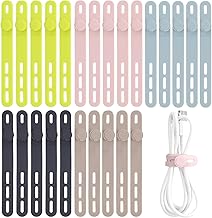 Oligei 25 Pcs Silicone Cable Ties, Cable Ties Reusable, High Elasticity Cord Wraps for Electrical Cords, Cord Organizer for Earphone, Phone Charger(Colorful)