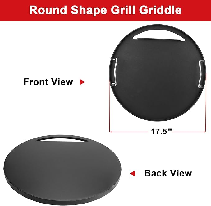 Full Size Griddle Inserts for Weber 18" Charcoal Grills, Flat Top Griddle for Weber 18" Original Kettle, Jumbo Joe and Smokey Mountain Cooker Smoker Charcoal Grill, Replacement Part for 7432 7433