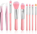 9 Pieces Candy Cookie Decoration Brush, Cake Decorating Tool Set Pastry Brush and Cake Decorating Brushes Stainless Steel Elbow and Straight Tweezers for Baking Fondant DIY Cakes Sugar(Pink Color)