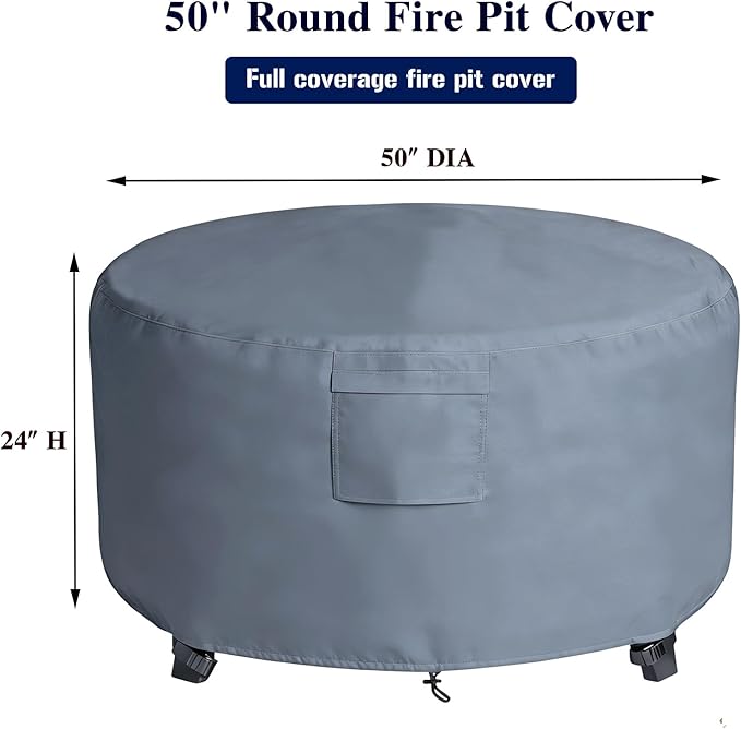 Chinchilla Heavy Duty 50 Inch Round Fire Pit Cover - 100% Waterproof & Weatherproof, Durable All-Season Protection for 48/49/50 Inch Propane Fire Pits and Tables