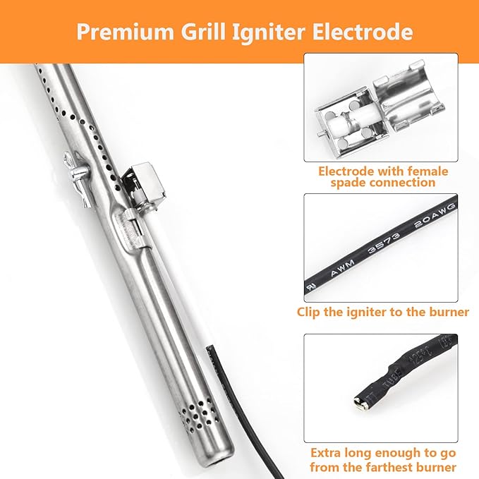 Hisencn Gas Grill Parts for Charbroil Grill Performance 463673519 463625217 463625219 463673517 463673017 463347519 463275517 463244819, 470-5200-W1, G470-0004-W1, Heat Plates Burner Tube 2 Burner