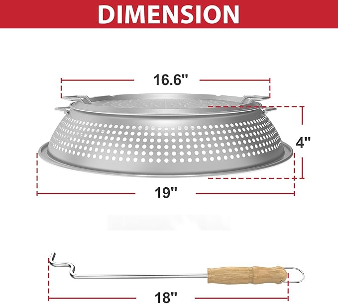 Spark Shield for Solo Stove Bonfire - Stainless Steel Fire Pit Spark Protector Screen for Outdoor Backyard Party, Shield for Solo Stove Bonfire with Two Guild Sticks