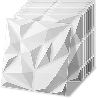 Art3d 20 Pack Decorative 3D Wall Panels for Interior Wall Decor Living Room, 11.8"x11.8" Cover 19 Sq.Feet White PVC Panels for Bedroom TV Background Gaming Room Decor