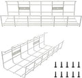 Under Desk Cable Tray - 2 Pack Cable Raceway for Wire Management. Metal Wire Organizer for Office, Studio and Home. Super Sturdy Cord Organizer for Desk - White Cable Management Under Desks