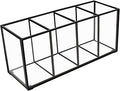 Pencil Holder for Desk,Tempered Glass Pen Holder,3&4 Compartments,Desktop Storage Organizer for Office Supplies,School Supplies,Pens,Markers,Pencils,Scissors,Paperclips (Black, 4 compartments)