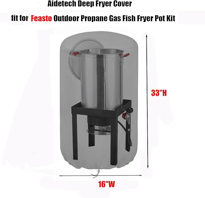 Outdoor Fryers Cover for Feasto 30QT Turkey Fryer, Waterproof Deep Fryer Cover for Outdoor Cooking - 16" W x 33" H