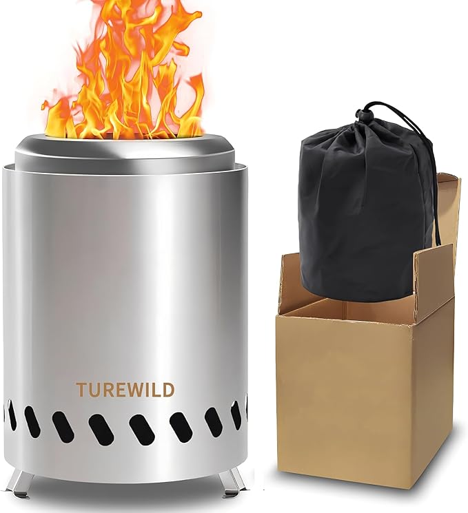 5.5 Inch Tabletop Stainless Steel Fire Pit Stove Multi-Color Low Smoke Top Firewood Stove for Outside Portable Mini Outdoor Fire Pit Including Pellet and Heat-Insulating Gloves (Silver)