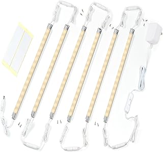 Premium LED Light Strips Kit: 6 x 12 Linkable Bars + Rocker Switch for Warm White Ambient Lighting in Cabinets, Closets, Shelf, Display Case, Showcase Lighting, 3000K Warm White