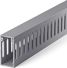 ZhiYo H2in x W1in Server Rack Cable Management Raceway, 99in (6X L16.5in) Cable Raceway Kit, Electrically Safe PVC Open Slot Wire Cover, Cord Hider for Under Desk/Computer/Network Cords, Grey