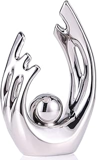 XMGZQ Silver Home Decor Accent,Mid Century Modern Decor Dining Table Decorations,Silver Abstract Ceramic Statue and Sculpture for Center Pieces Decor for Table,Bookshelf Tv Stand Decorative Objects