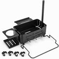 QuliMetal Weber Works Grill Rail Organizer, 5-in-1 BBQ Storage Basket with Paper Towel Bar, Bag Holder, Cup Tray & Tool Hooks, Side Rail Caddy for Weber Slate, Spirit, Genesis, Performer