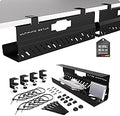 Under Desk Cable Management Tray no Drill – Wire Management - Cord Organizer – Huge Load Capacity – Under Desk Cable Tray no Drill (Black, 2 Pieces Set)