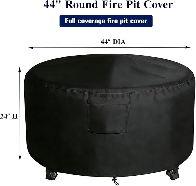 Chinchilla Heavy Duty 44 Inch Round Fire Pit Cover - 100% Waterproof & Weatherproof, Durable All-Season Protection for 41/42/43/44 Inch Propane Fire Pits and Tables