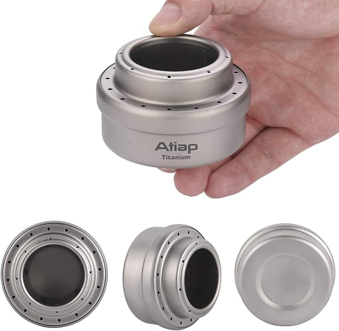 Alcohol Stove, Titanium Portable Camping Backpacking Hiking Stove with Cross Stand Carry Bag