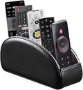 PU Leather Remote Control Holder with 5 Compartments - Storage Tray & Desktop Organizer for TV Remotes,Glasses,Pens,Accessories - Space-Saving Design for Bedside Table & Office Desk (Black)