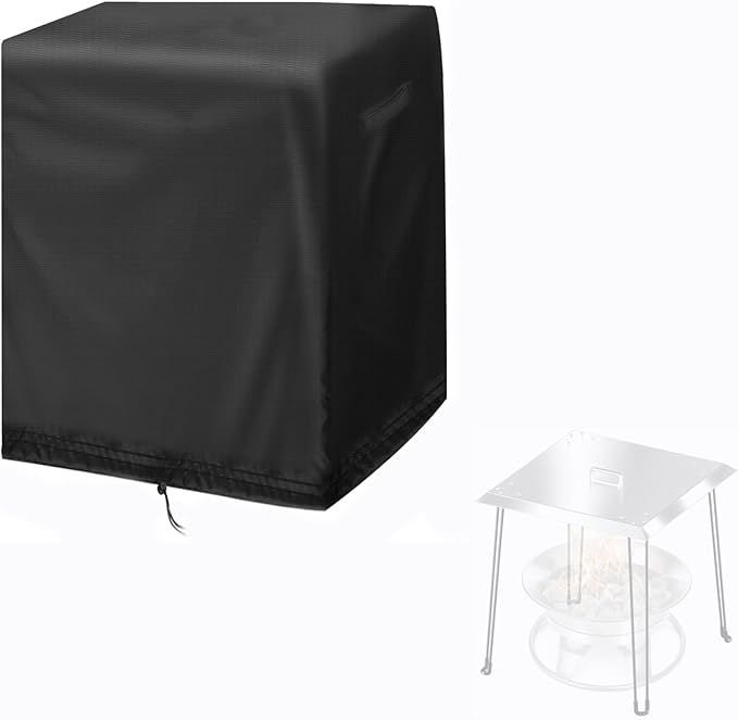 Fire Pit Heat Deflector Cover, 24 inch Waterproof Outdoor Square Fire Pit Deflector Cover-24"D x 24"W x 24"H