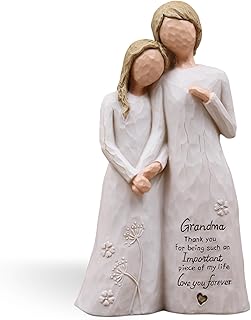 Grandma Birthday Gifts from Granddaughter, Great Grandma Gifts for Birthday Christmas Mothers Day, Grandmother Granddaughter Embrace Hand-Painted Resin Figurine