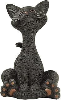 JFSM INC. 5" Whimsical Smiling Black Cat Figurine – Cute Resin Kitten Statue for Home or Office Decor - Happy Cat Collection - Gifts for Cat Lovers, Cat Lover Gifts for Women, Cat Lover Gifts for Men