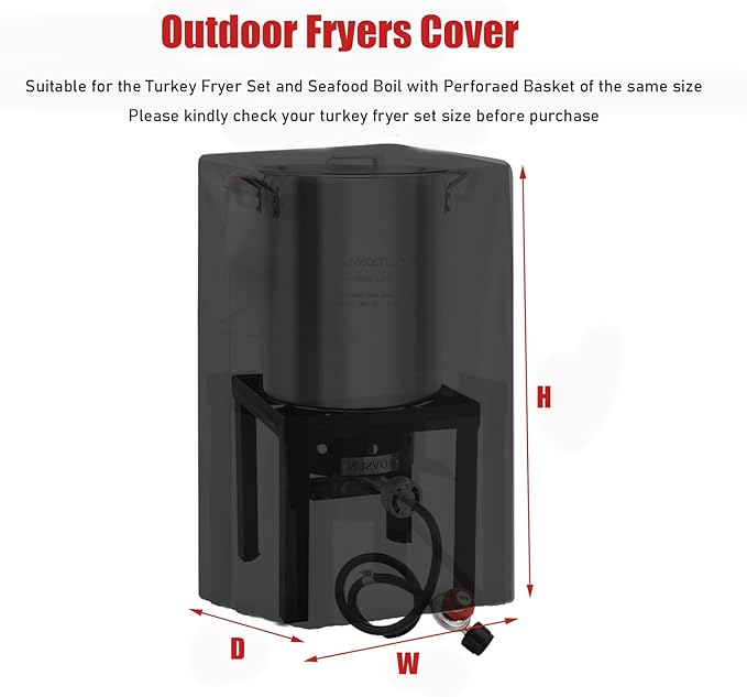 Outdoor Fryers Cover for Feasto 30QT Turkey Fryer, Waterproof Deep Fryer Cover for Outdoor Cooking - 14" D x 16" W x 33" H