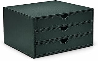 UnionBasic Document Organizer, 3-Drawer File Cabinet Document Storage Box, Office Desktop Filing Organizer, Dark Green