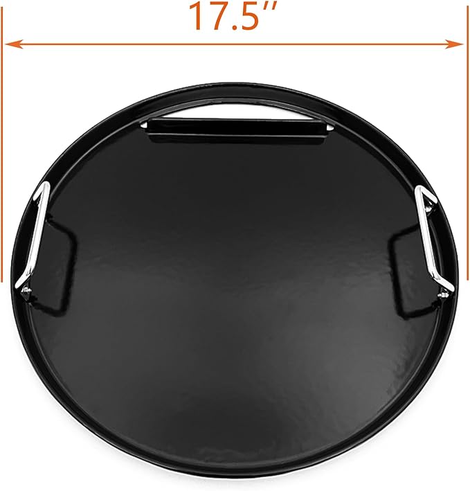 Cast Iron Full Size Round Flat Top Griddle for Weber 18" Kettle Charcoal Grill, Jumbo Joe, Bar‑B‑Kettle and 18" Smokey Mountain Cooker Smoker Grills, Charbroil Patio Bistro TRU-Infrared Electric Grill