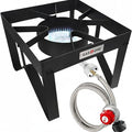 GasOne B-5200KA Outdoor Cooker with High Pressure Steel Braided Hose Propane Burner Camp Stove