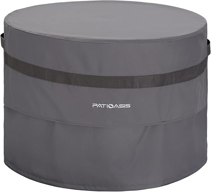 Waterproof Fire Pit Cover Round 40''d x 24''h Grey UV-Resistant Ripproof Outdoor Furniture Covers for Round Propane Fire Pit