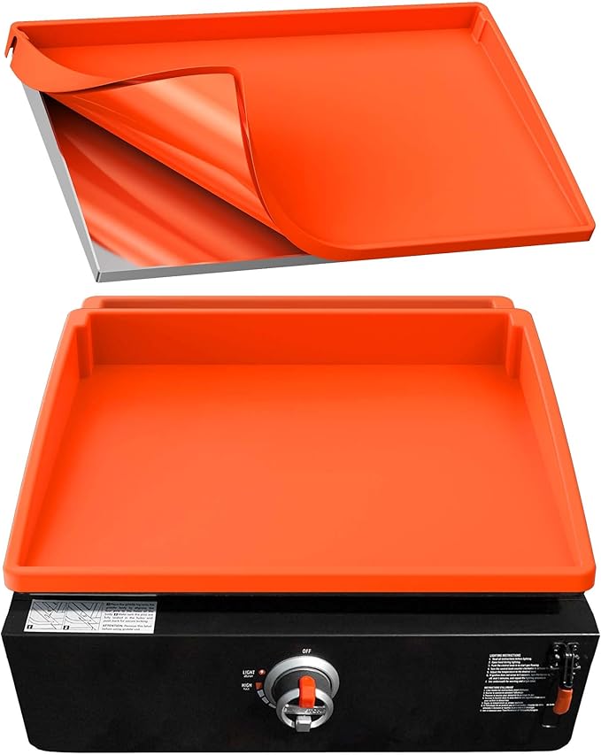 BANGIE 17" Silicone Griddle Mat for Blackstone Accessories - Anti-Warping & UV-Resistant Cover for Single-Burner Tabletop Grill, Blocks Condensation Rust (Orange)