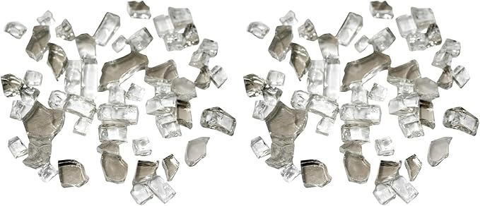 Hiland Reflective Fire Glass, 10 lb, Crystal (Pack of 2)