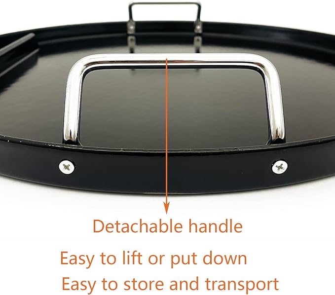 Cast Iron Round Cooking Griddle Plate Replacement for Weber 22" Kettle, One-Touch, Master Touch, Bar-B-Kettle, Performer Charcoal Grill for Recteq Pellet Grill RT-B380 Bullseye, Fire Pit Camping