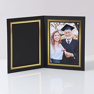 4x6 Photo Folders, Black Cardboard Picture Frame, Vertical Paper Photo Frame Cards Pack of 12