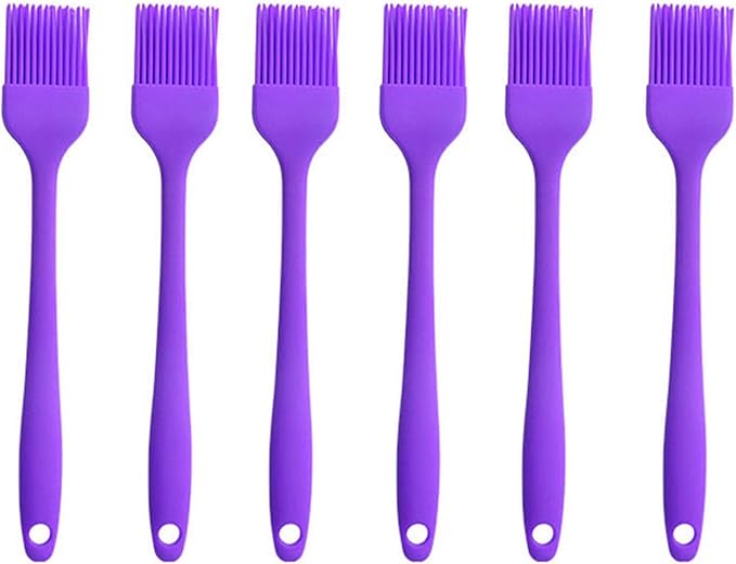 Silicone brush, Oil Brush for BBQ Kitchen Cooking Baking and Grilling (6 PCS,purple)