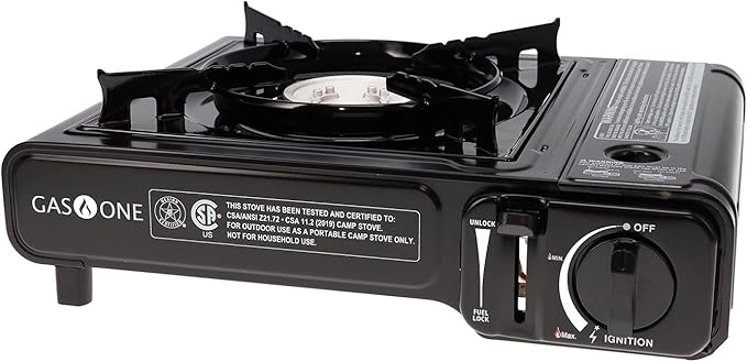 GasOne GS-1000 7,650 BTU Portable Butane Gas Stove Automatic Ignition with Carrying Case, CSA Listed