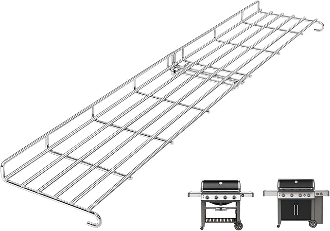 66045 Grill Warming Rack for Weber GS4 Genesis II E-410 S‑410, SE‑410 Grills & 400 Series Grills, Foldable Stainless Steel Warming Rack for Genesis 66045