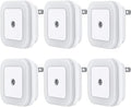 Uigos LED Night Light Lamp with Smart Sensor Dusk to Dawn Sensor, Daylight White, 0.5W Plug-in, 6-Pack
