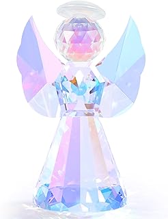 YWHL Colorful Crystal Guardian Angel Figurine, Angel Statue Gifts for Women Men, Art Collectible for Home Office Decor