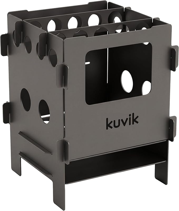 Kuvik Compact Titanium Wood Stove - Ultralight and Compact Stove for Backpacking, Camping, and Survival