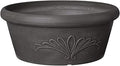 PSW Pot Collection TA30DC 12-inch Plastic/Stone/Wood Composite Bulb Pan Planter – No Drainage Hole (Drillable), Shallow Indoor/Outer Pot for Succulents, Bonsai, Fairy Gardens, Herbs, Dark Charcoal