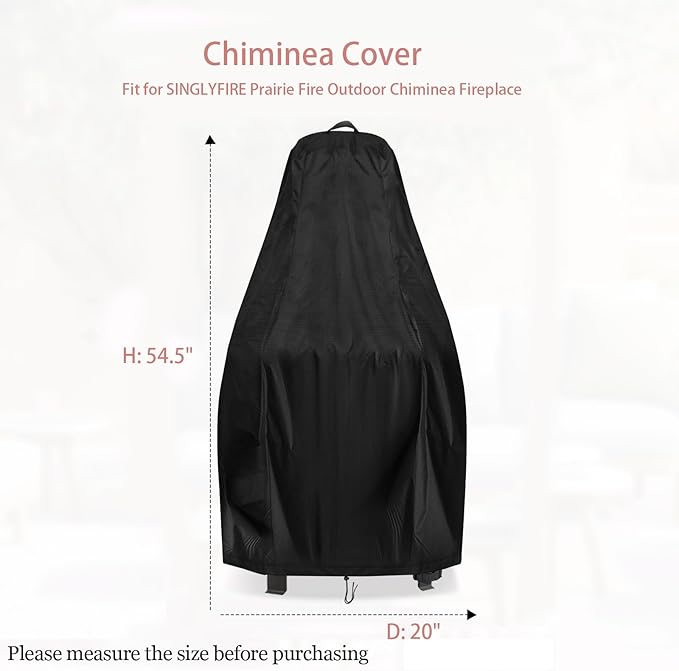Chiminea Cover for SINGLYFIRE Prairie Outdoor Chiminea, Waterproof Outdoor Fireplace Fire Pit Cover- 20"D x 54.5"H