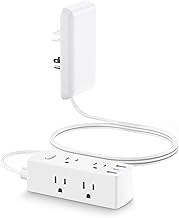 Olcorife Flat Extension Cord with Outlet Cover, Flat Plug Power Strip with 6 Outlets and 3 USB Ports, 5 FT Cord Hidden Outlet Extender for Tight Spaces