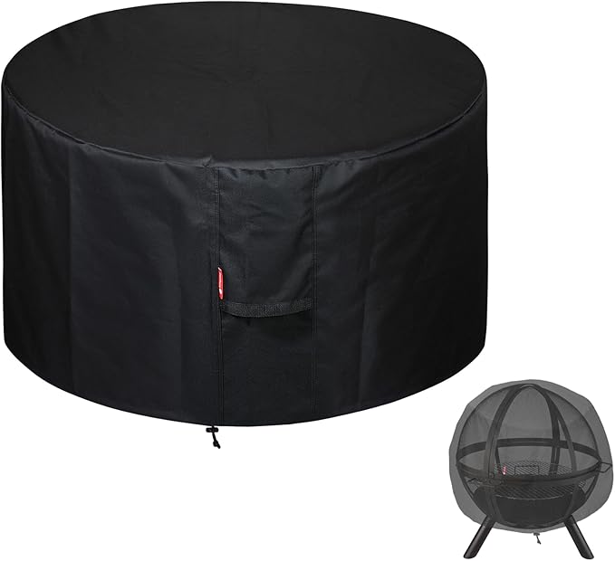 SheeChung Fire Pit Cover 36"x34" for Ikuby Fire Pit Sphere,Waterproof Heavy Duty 600D Round Fire Pit Cover for Outdoor Large Globe/Ball Firepit,Fits Propane Gas Fire Pit