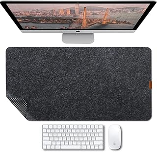 Bright Stone Felt Desk Mat,Non-Slip Mouse Pad, 27.5"x11.8" Office Supplies Desk Protector, Desk Accessories for Home and Office (Black)