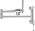 Lava Odoro Chrome Pot Filler Faucet, Two-Attachment Pot Filler Wall Mount Folding Single Hole Kitchen Pot Filler Swing Arm, PF312-C