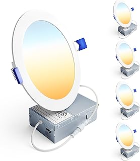 Ensenior 4 Pack 6 Inch LED Recessed Light, Dimmable, 2700K-6000K 6CCT, 1200LM High Brightness, 12W 120V, 3 Pin, ERL-12X-ETL, Damp Rated, Ultra-Thin Canless Wafer Ceiling Light - ETL & FCC & IC